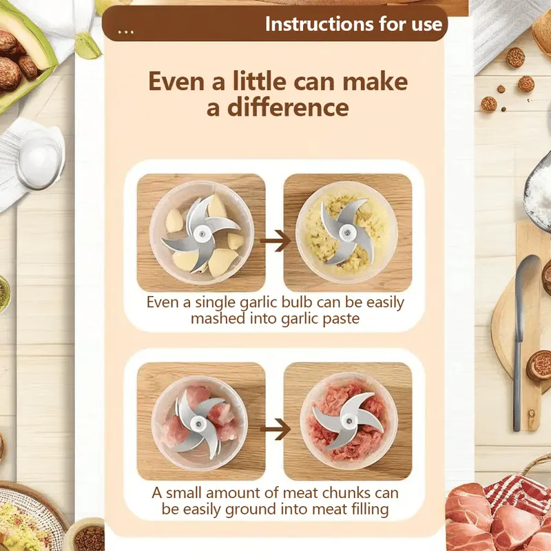 🔥Last Day To Buy 3 For $15.99 Each - Electric Garlic Chopper, Mini Portable Veggie Cutter - Image 4