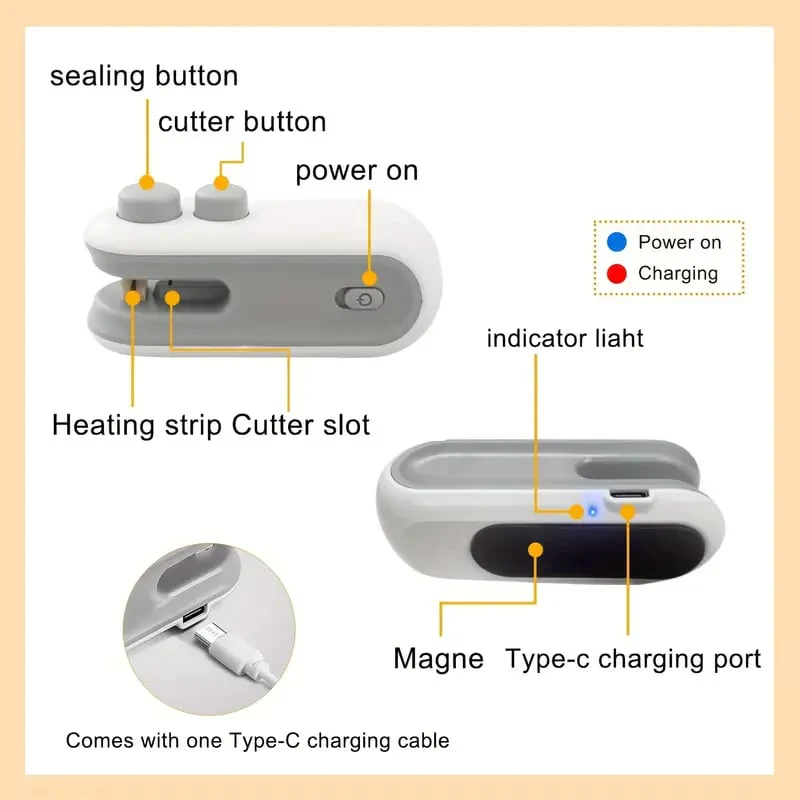 š„Last Day Buy 2 Get 1 Free $10.99 Eachš„ Mini Bag Sealer with Cutter and Magnet - Image 6